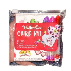 Valentine card kit stickers glitter pens Stationary set 41 PC Set